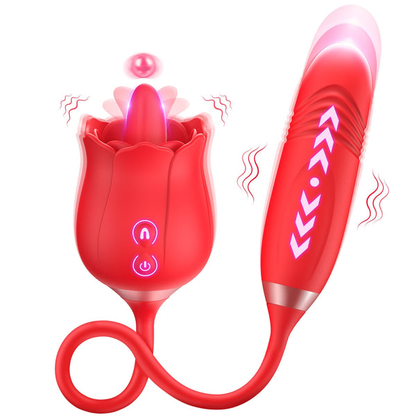 Rose Thrusting Vibrator with Vibrating & Licking