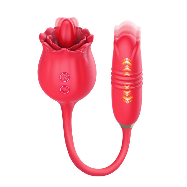 Clitoral Rose Vibrator with 10 Licking & Vibrating